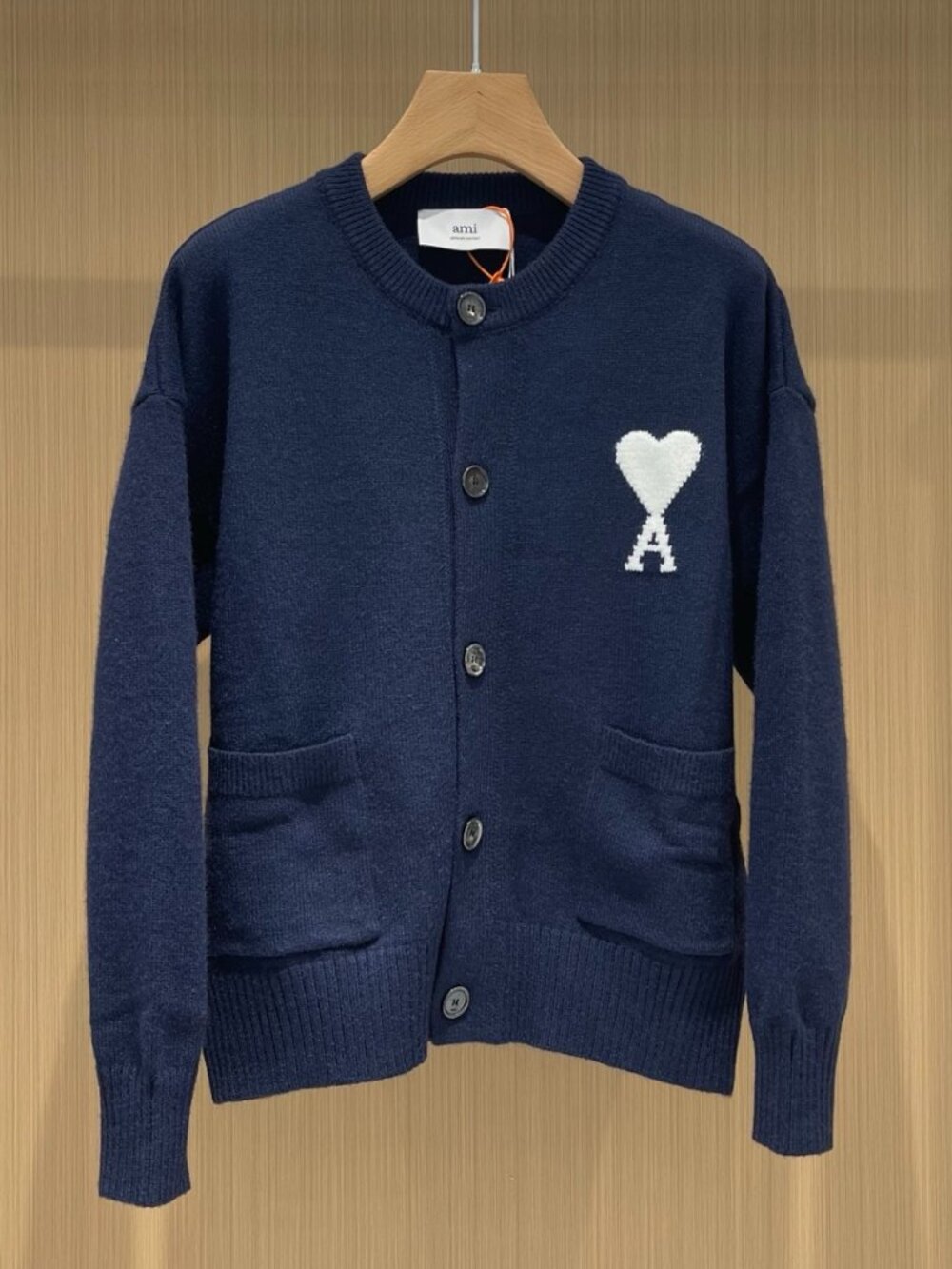 AMI Paris Heart A Logo Knit Cardigan